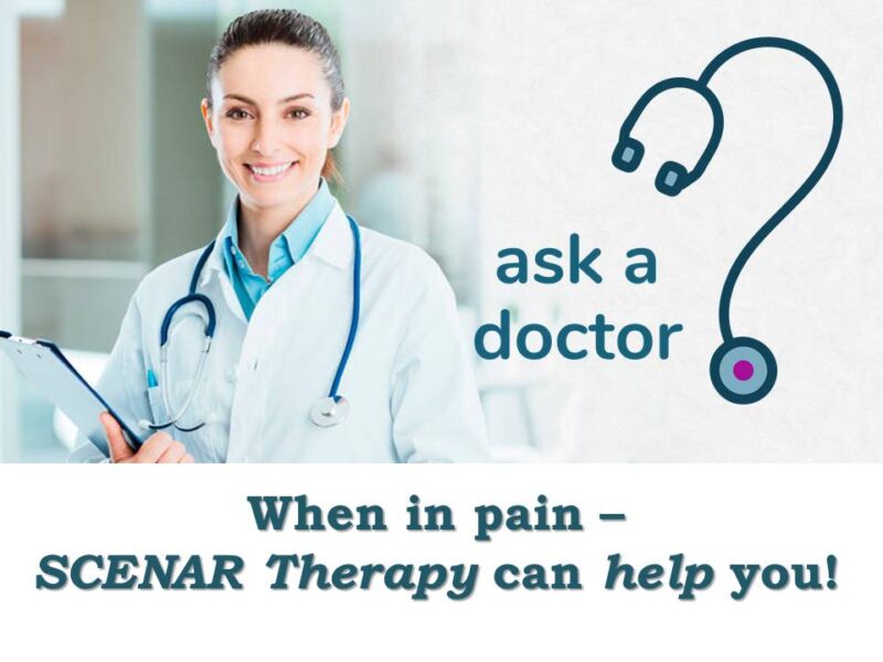 Poster encouraging patients to ask a doctor about SCENAR therapy