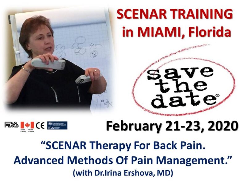 SCENAR training poster for Miami, Florida event with Dr. Irina Ershova