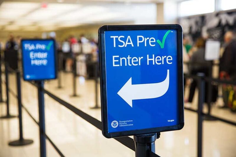 TSA PreCheck airport security entrance sign
