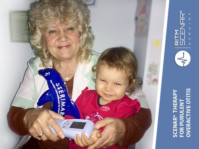 SCENAR therapy poster for purulent overactive otitis treatment