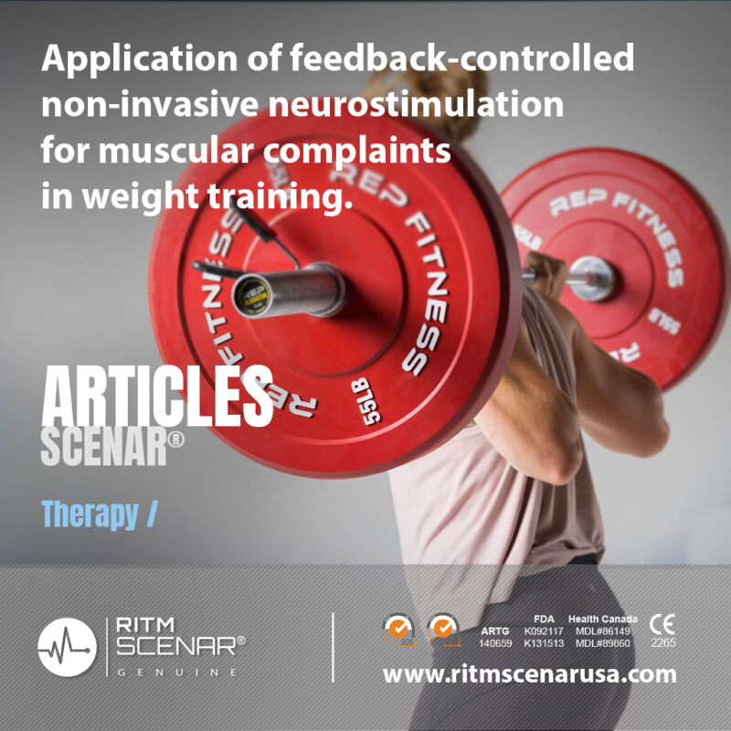 SCENAR therapy application for muscular complaints in weight training poster