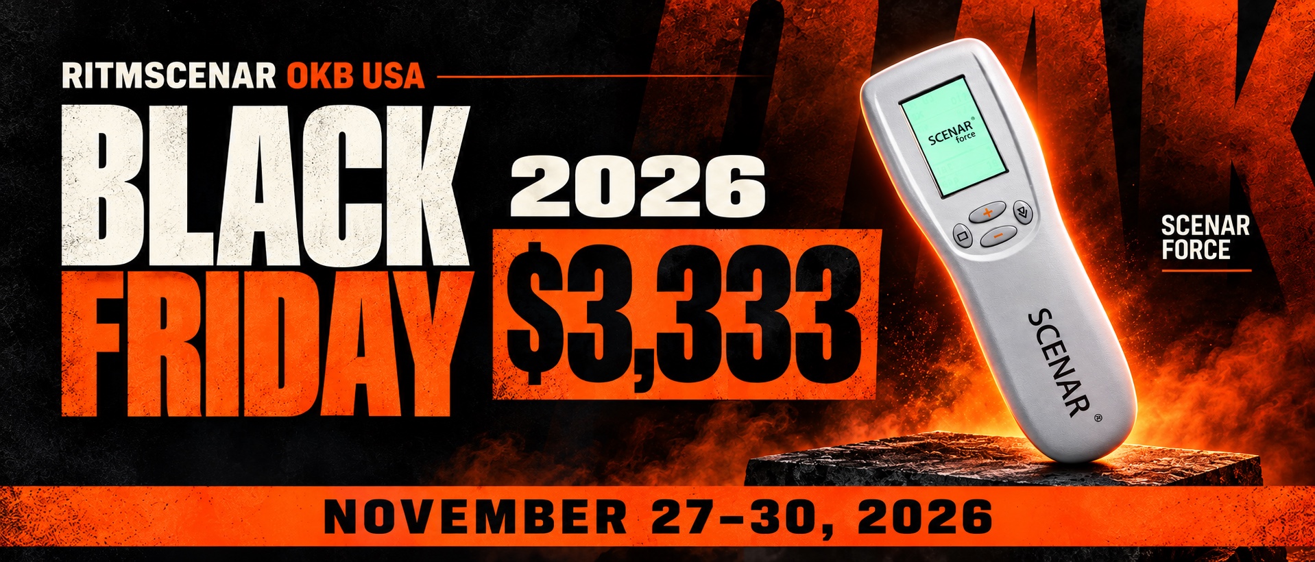 SCENAR Black Friday 2026 — SCENAR FORCE for $3,333, November 27–30, 2026