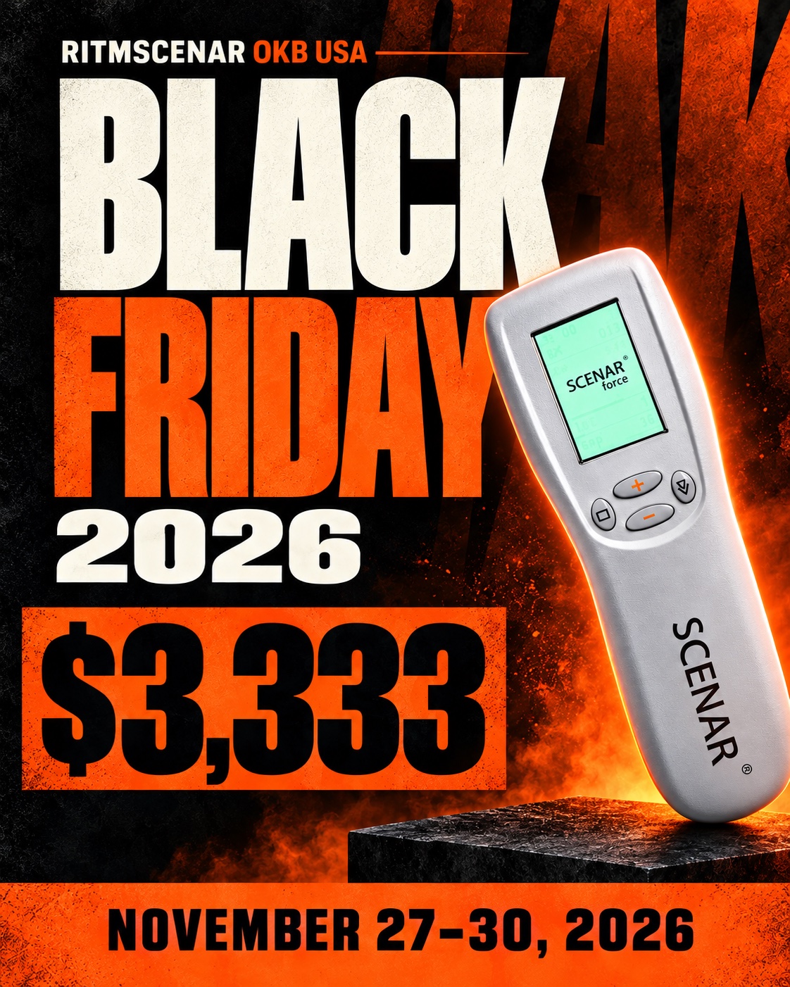 SCENAR Black Friday 2026 mobile poster: FORCE for $3,333, November 27–30